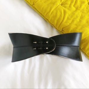 Anne Klein Vintage Leather Corset Belt Black